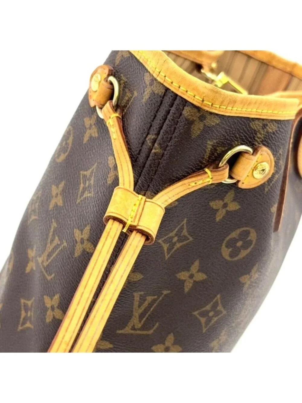 ★SOLD★ Louis Vuitton Neverfull PM Monogram Leather Brown Tote Gold - Picture 8 of 15